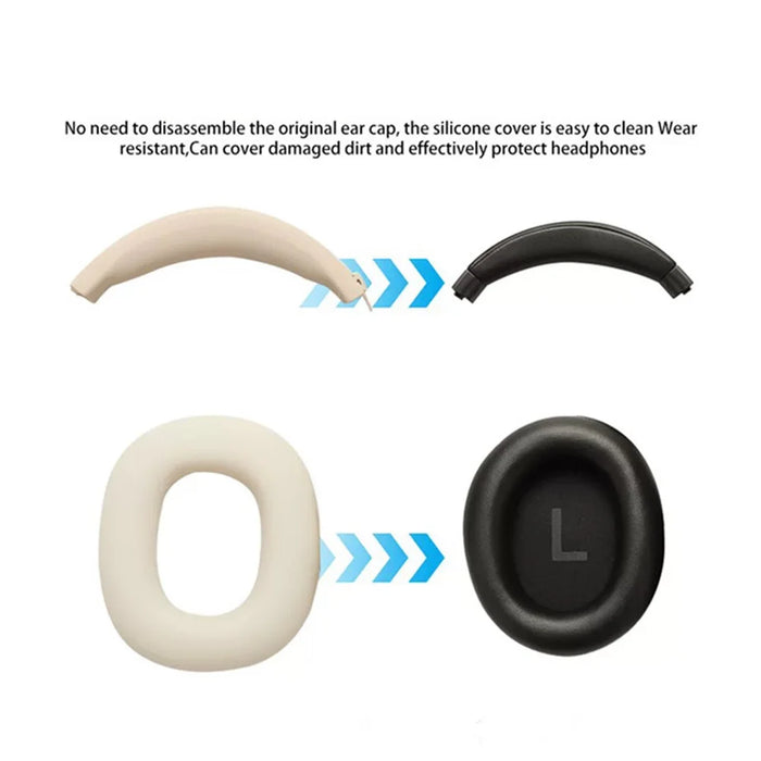 1 Set Silicone Case for Xiaomi REDMI Headphones Neo , Ear Pads Sleeve + Headband Cover + Storage Bag Kit - Beige - 6