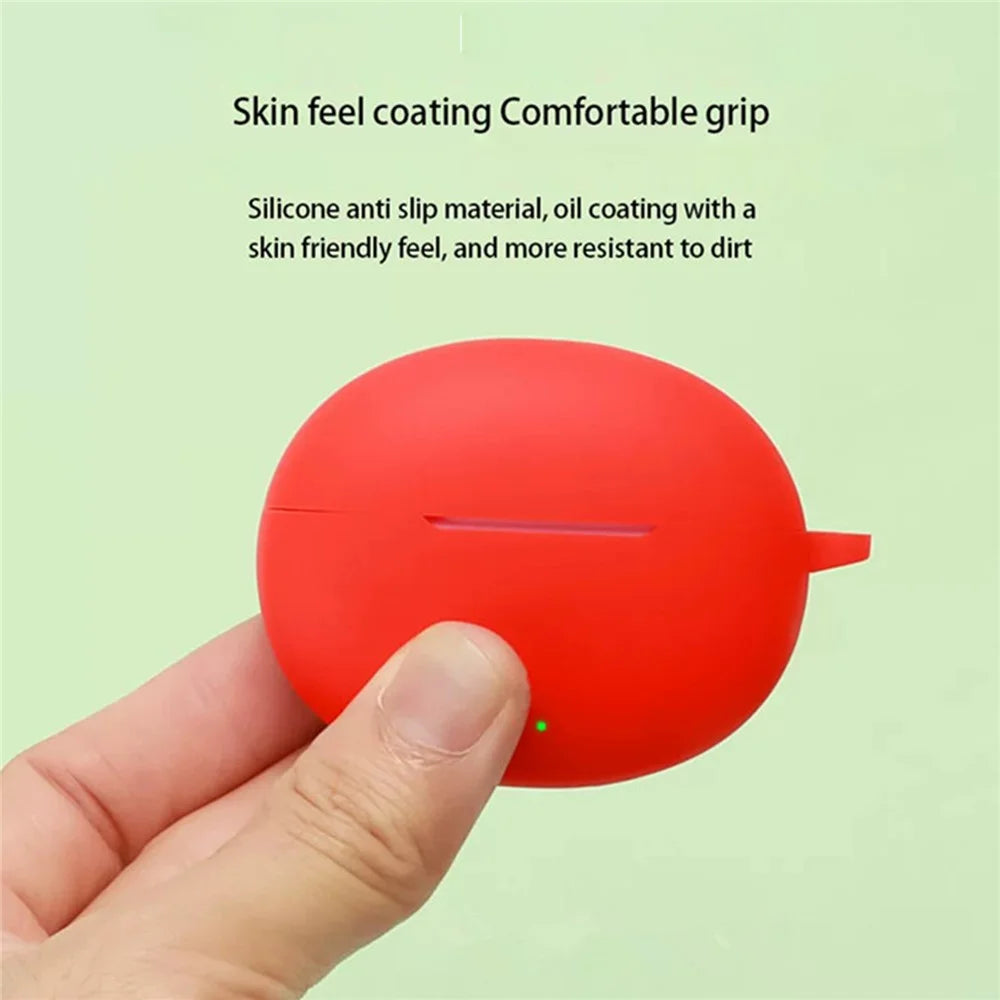For Oppo Enco Air5 Silicone Case Wireless Earbuds Protective Cover with Anti-Lost Buckle - Red - 2