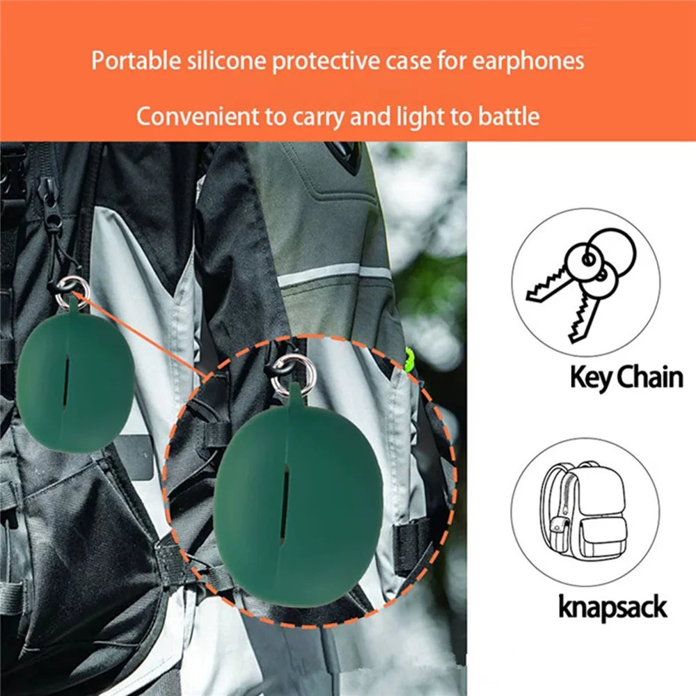 For Oppo Enco Air5 Silicone Case Wireless Earbuds Protective Cover with Anti-Lost Buckle - Red - 3