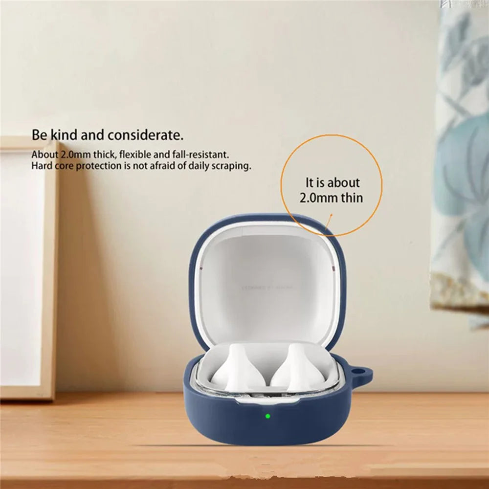 For Xiaomi Clip-On Earbuds Silicone Case Wireless Earphones Protective Cover with Anti-Lost Buckle - Dark Blue - 4