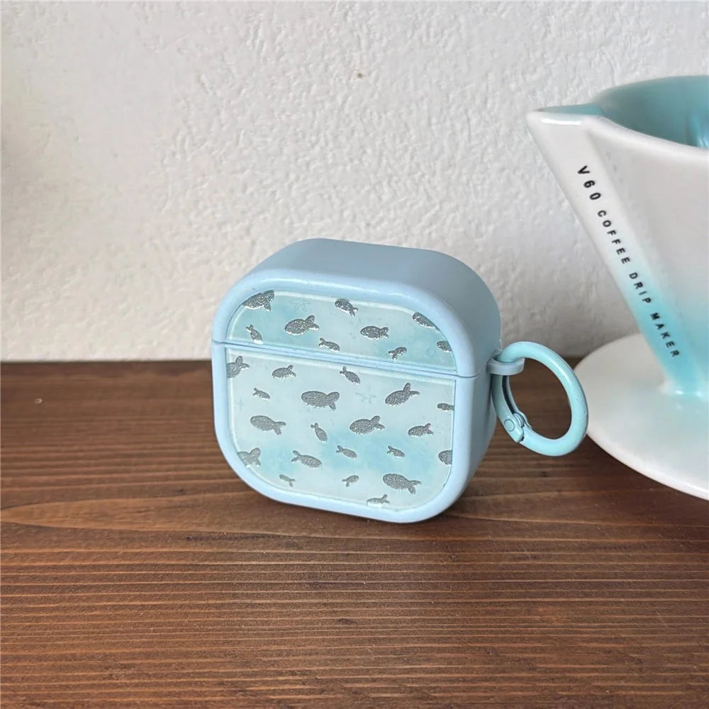 Case for AirPods Pro  /  Pro 2 Glitter Fish Star Pattern TPU Protective Cover with Carabiner Hook - 2