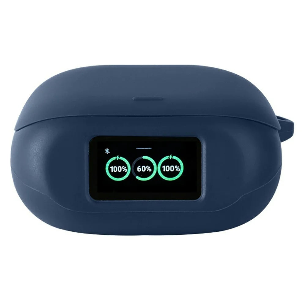 For Anker Soundcore Liberty 5 Pro Silicone Case Wireless Earbuds Protective Cover with Anti-Lost Buckle - Dark Blue - 1