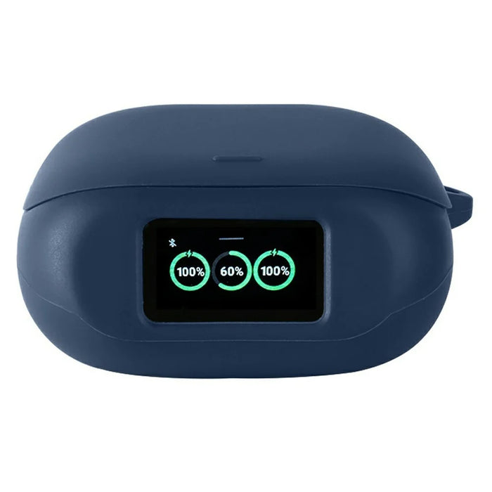 For Anker Soundcore Liberty 5 Pro Silicone Case Wireless Earbuds Protective Cover with Anti-Lost Buckle - Dark Blue - 1