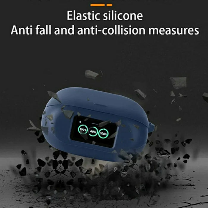 For Anker Soundcore Liberty 5 Pro Silicone Case Wireless Earbuds Protective Cover with Anti-Lost Buckle - Dark Blue - 3