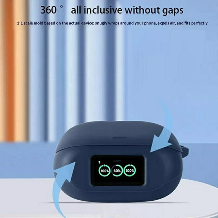For Anker Soundcore Liberty 5 Pro Silicone Case Wireless Earbuds Protective Cover with Anti-Lost Buckle - Dark Blue - 4