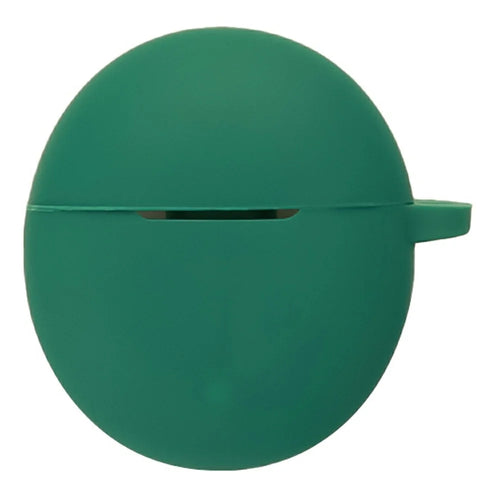 For Oppo Enco Air5s Silicone Case Wireless Earbuds Protective Cover with Anti-Lost Buckle - Blackish Green - 1