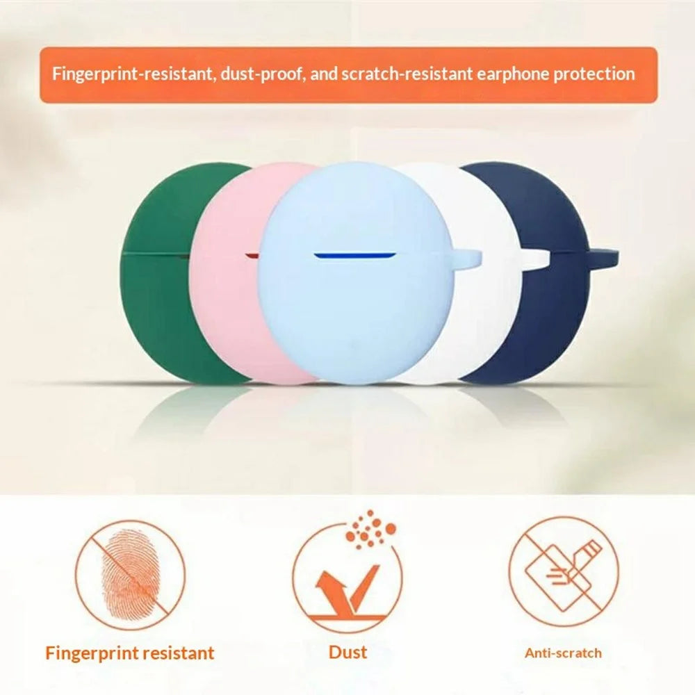 For Oppo Enco Air5s Silicone Case Wireless Earbuds Protective Cover with Anti-Lost Buckle - Blackish Green - 2