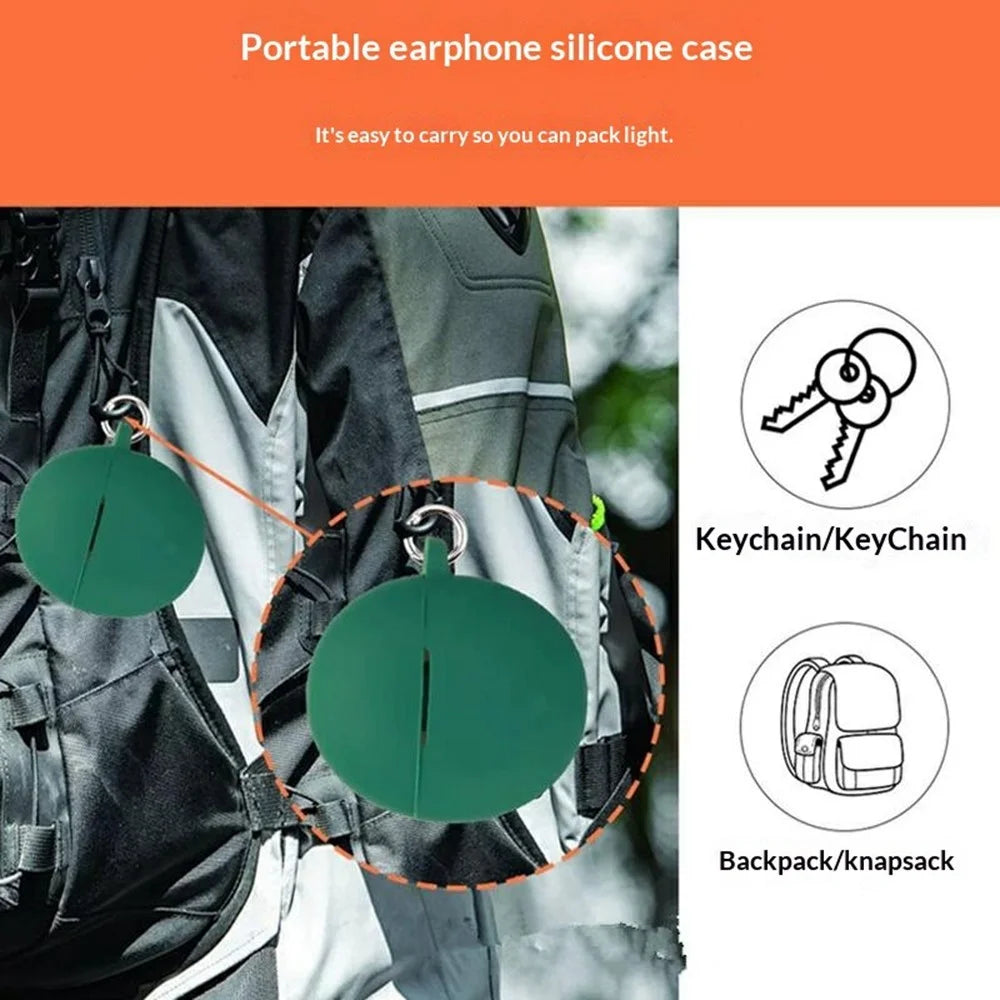 For Oppo Enco Air5s Silicone Case Wireless Earbuds Protective Cover with Anti-Lost Buckle - Blackish Green - 4