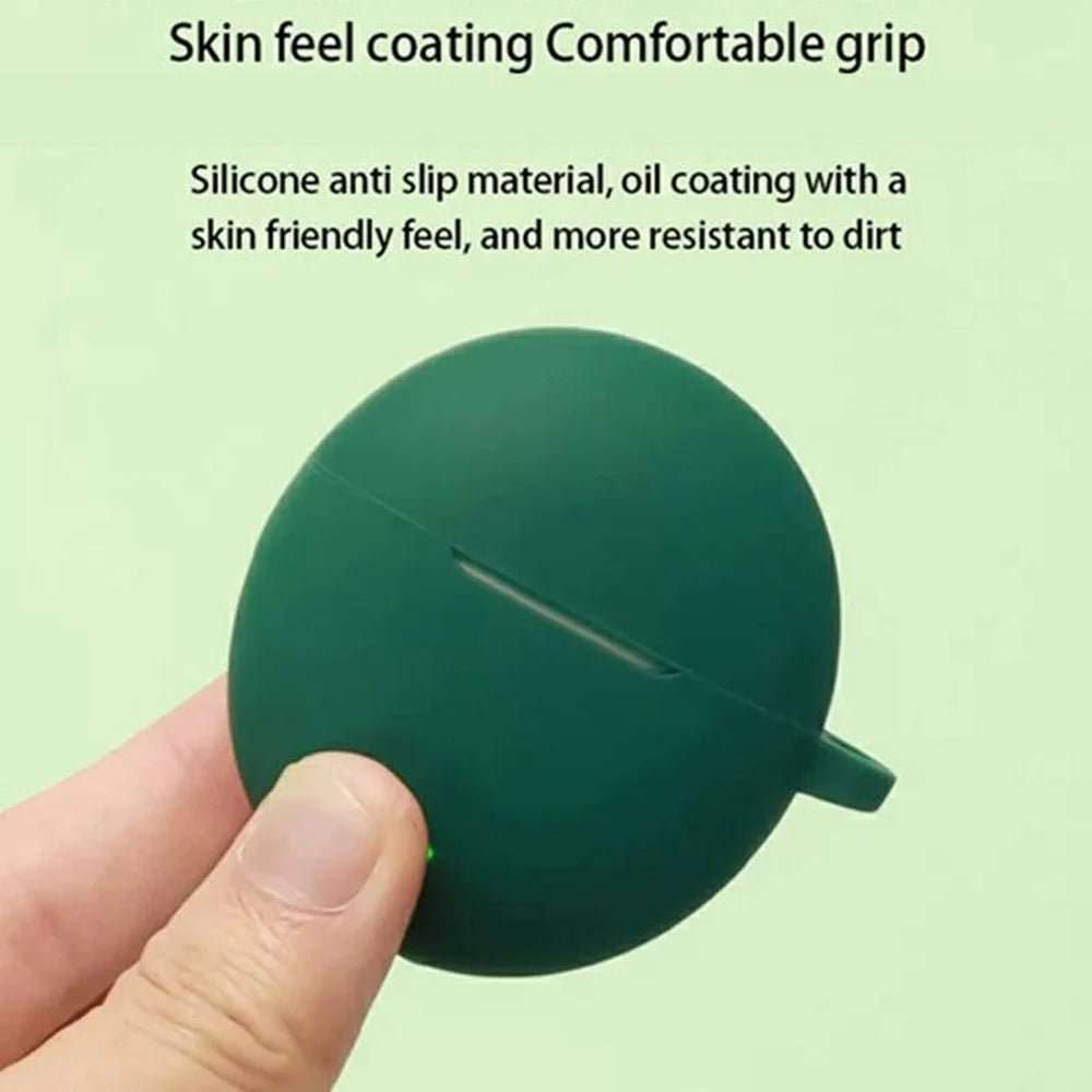 For Oppo Enco Air5s Silicone Case Wireless Earbuds Protective Cover with Anti-Lost Buckle - Blackish Green - 7