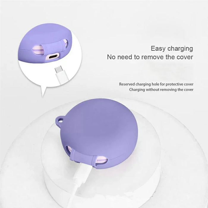 For Honor Earbuds A Pro Silicone Case Wireless Earbuds Protective Cover with Anti-Lost Buckle - Purple - 3