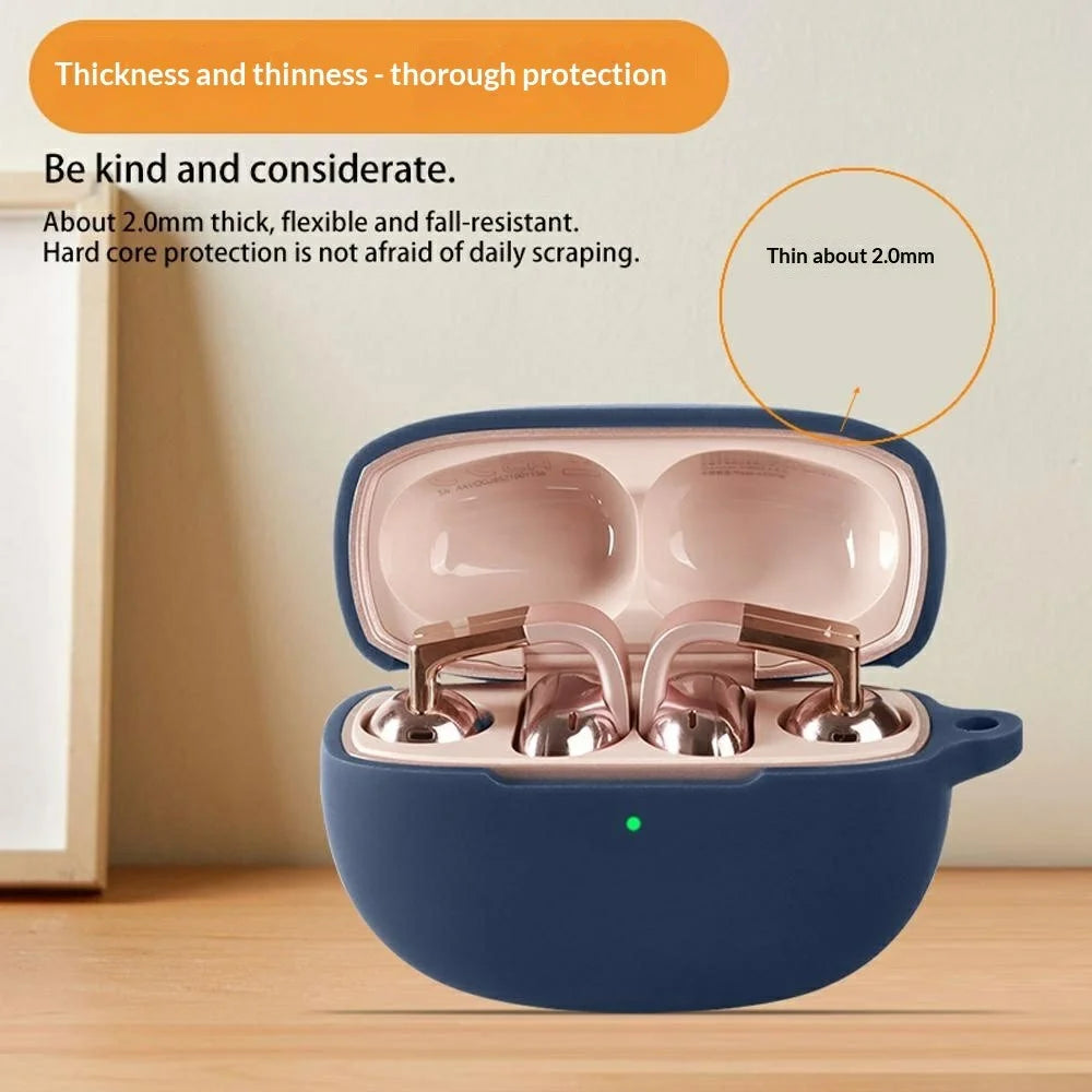 For Honor Earbuds Clip Pro Silicone Case Wireless Earbuds Protective Cover with Anti-Lost Buckle - Dark Blue - 3