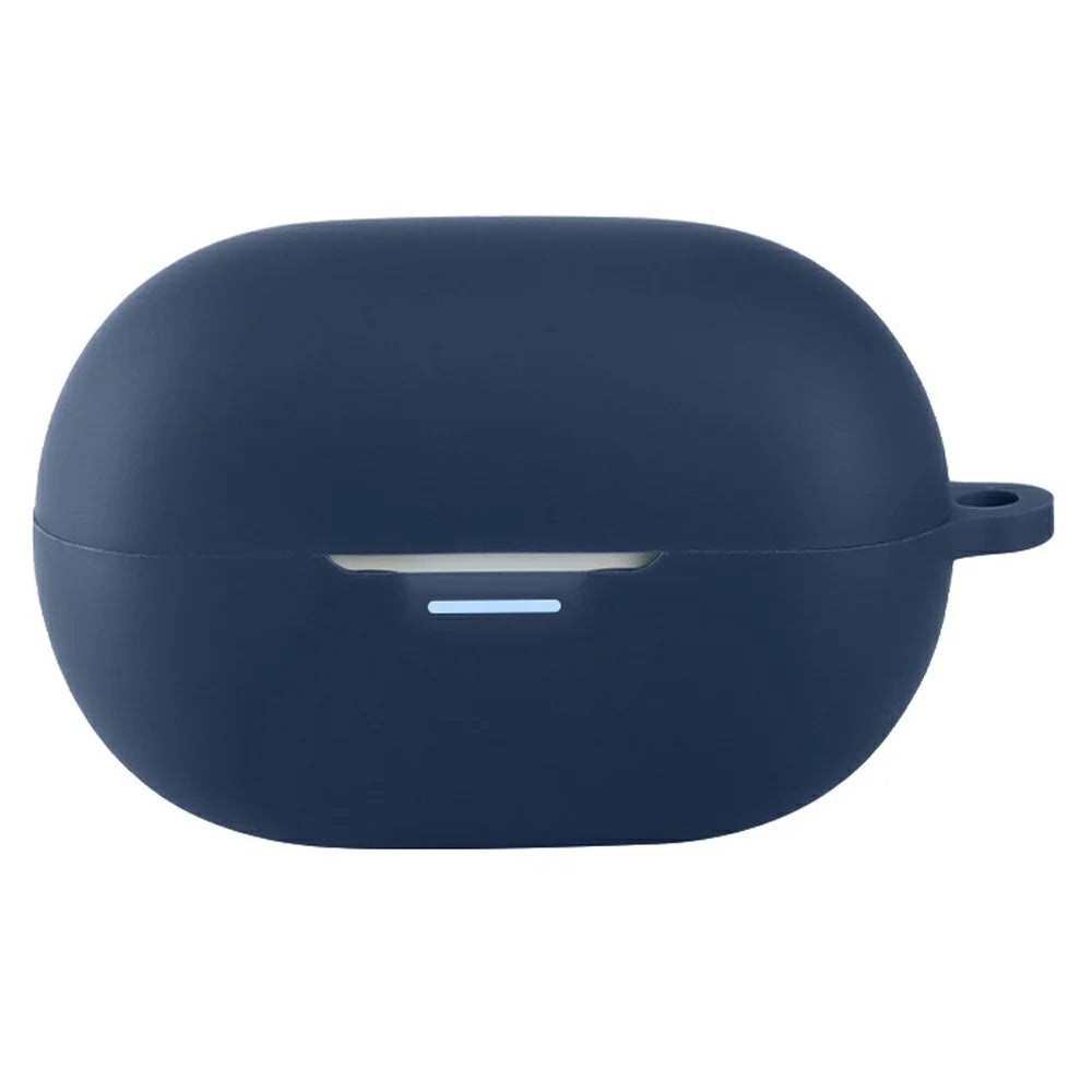 For QCY MeloBuds A30 Silicone Case Wireless Earbuds Protective Cover with Anti-Lost Buckle - Dark Blue - 1