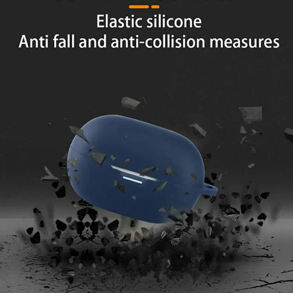 For QCY MeloBuds A30 Silicone Case Wireless Earbuds Protective Cover with Anti-Lost Buckle - Dark Blue - 2