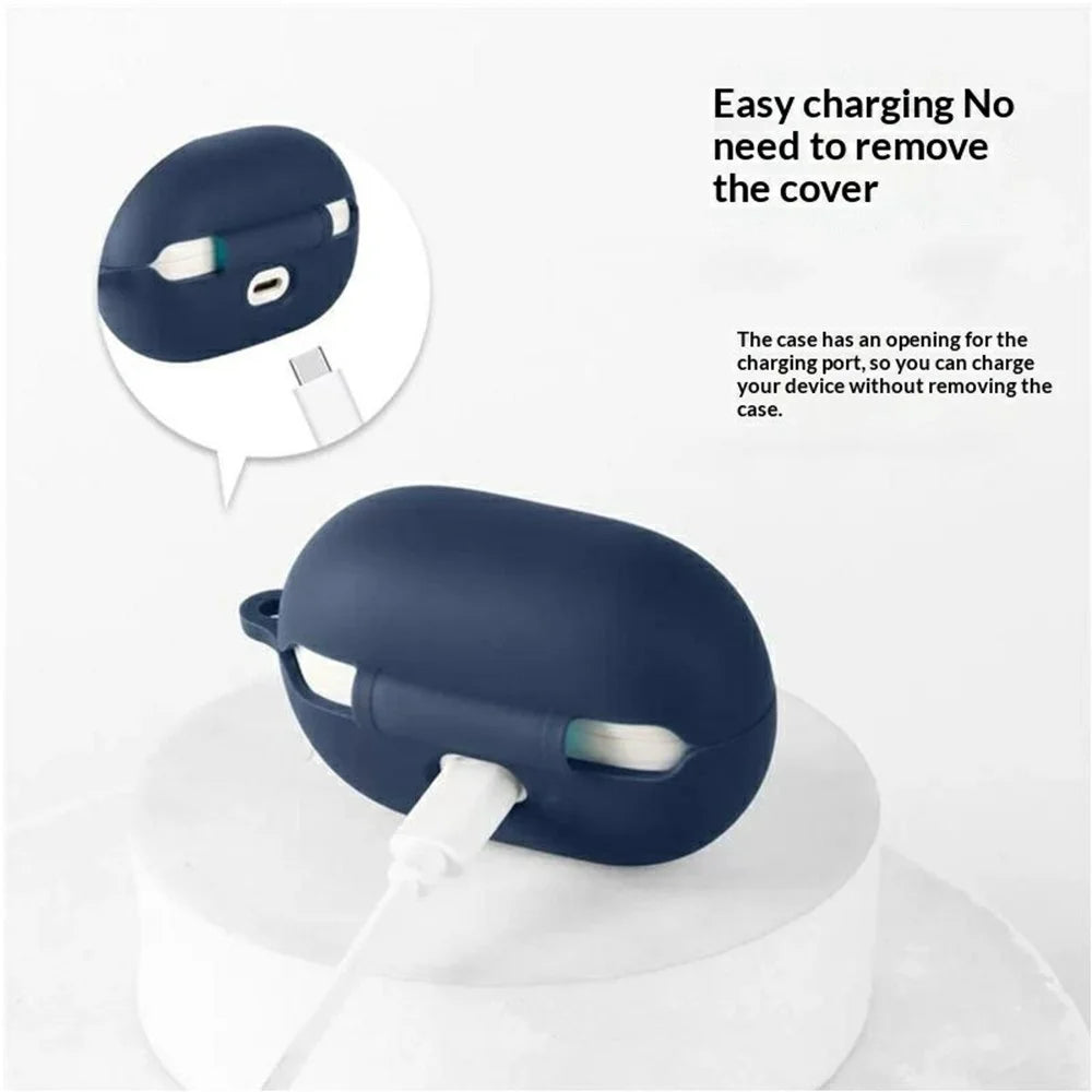 For QCY MeloBuds A30 Silicone Case Wireless Earbuds Protective Cover with Anti-Lost Buckle - Dark Blue - 3