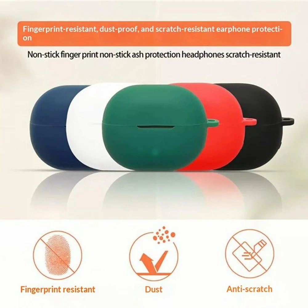 For SoundPEATS POP Clip2 / UU2 Silicone Case Wireless Earbuds Protective Cover with Anti-Lost Buckle - Blackish Green - 2