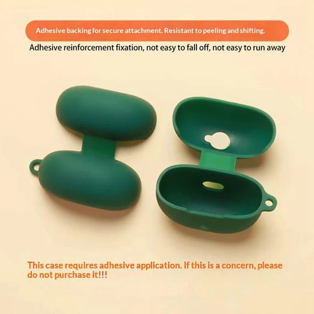 For SoundPEATS POP Clip2 / UU2 Silicone Case Wireless Earbuds Protective Cover with Anti-Lost Buckle - Blackish Green - 3