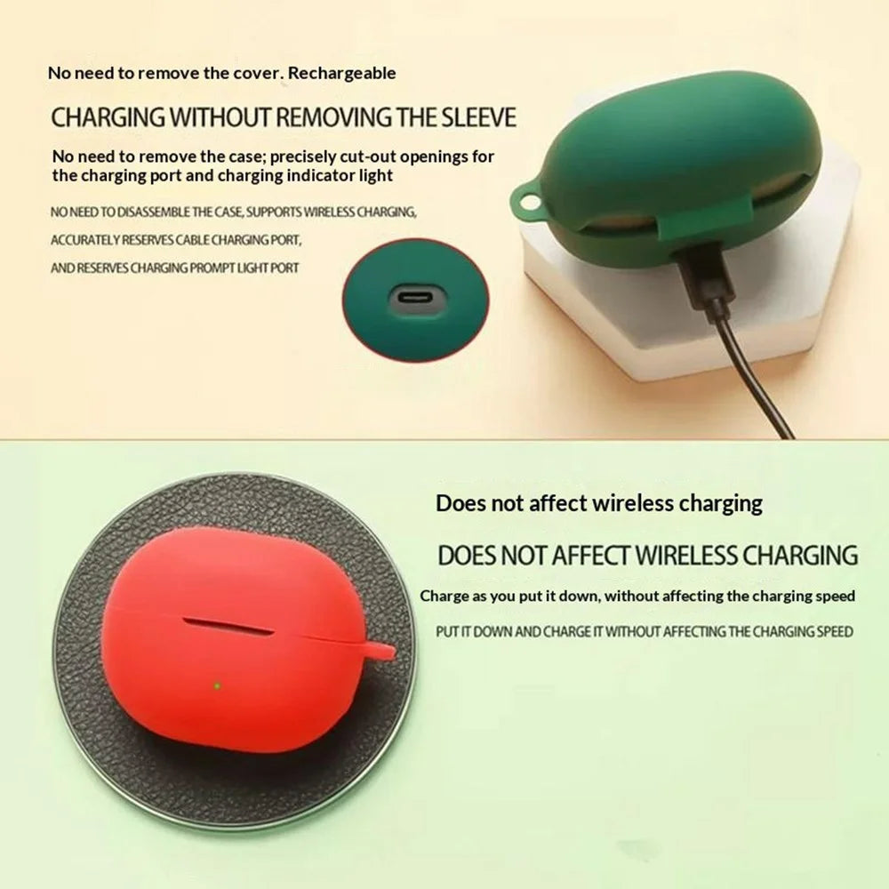 For SoundPEATS POP Clip2 / UU2 Silicone Case Wireless Earbuds Protective Cover with Anti-Lost Buckle - Blackish Green - 4