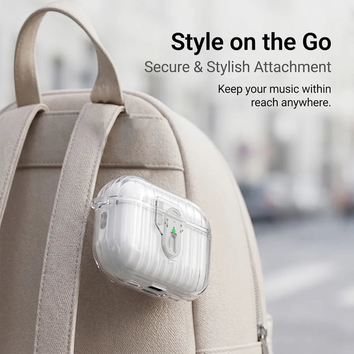 For AirPods Pro 2 TPU Case Shell Anti-Slip Textured One-Click Switch Earphone Protective Cover - White - 3