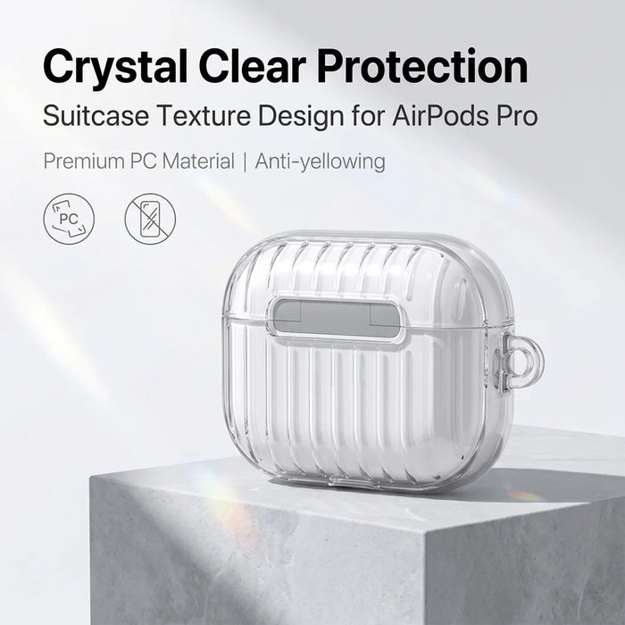 For AirPods Pro 2 TPU Case Shell Anti-Slip Textured One-Click Switch Earphone Protective Cover - White - 4