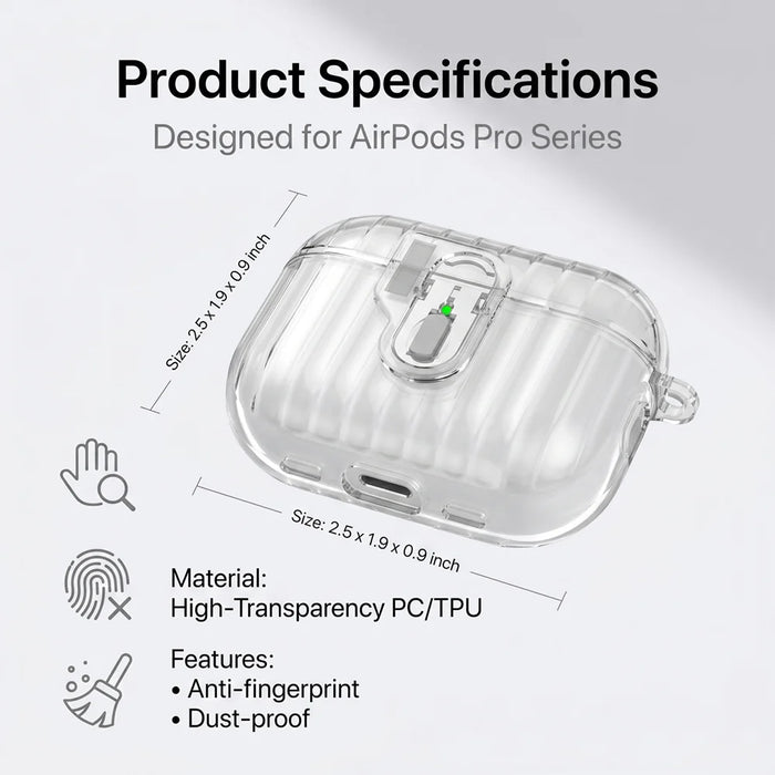 For AirPods Pro 2 TPU Case Shell Anti-Slip Textured One-Click Switch Earphone Protective Cover - White - 5