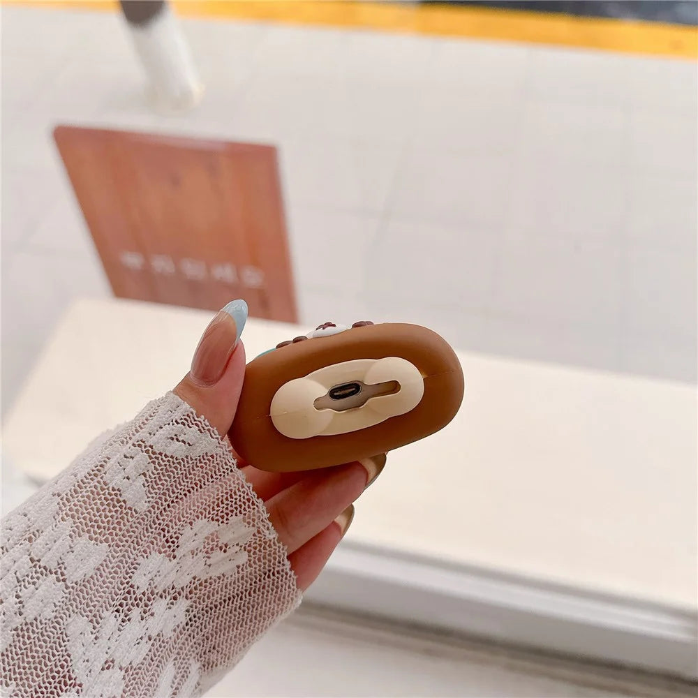 For AirPods 4 Silicone Case Cartoon Swimming Ring Bear Earphone Protective Cover with Carabiner - 7