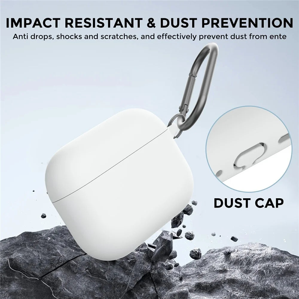 AHASTYLE WG184 for AirPods Pro 3 Case Split Design Thickened Silicone Earphone Cover with Carabiner + Cleaning Pen Kit - White - 6