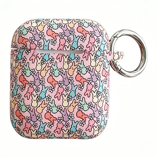 Silicone Case for Apple AirPods with Wireless Charging Case (2019) / AirPods with Charging Case (2019) / (2016) Cute Rabbit Pattern Earphone Protective Cover with Hanging Buckle - 1