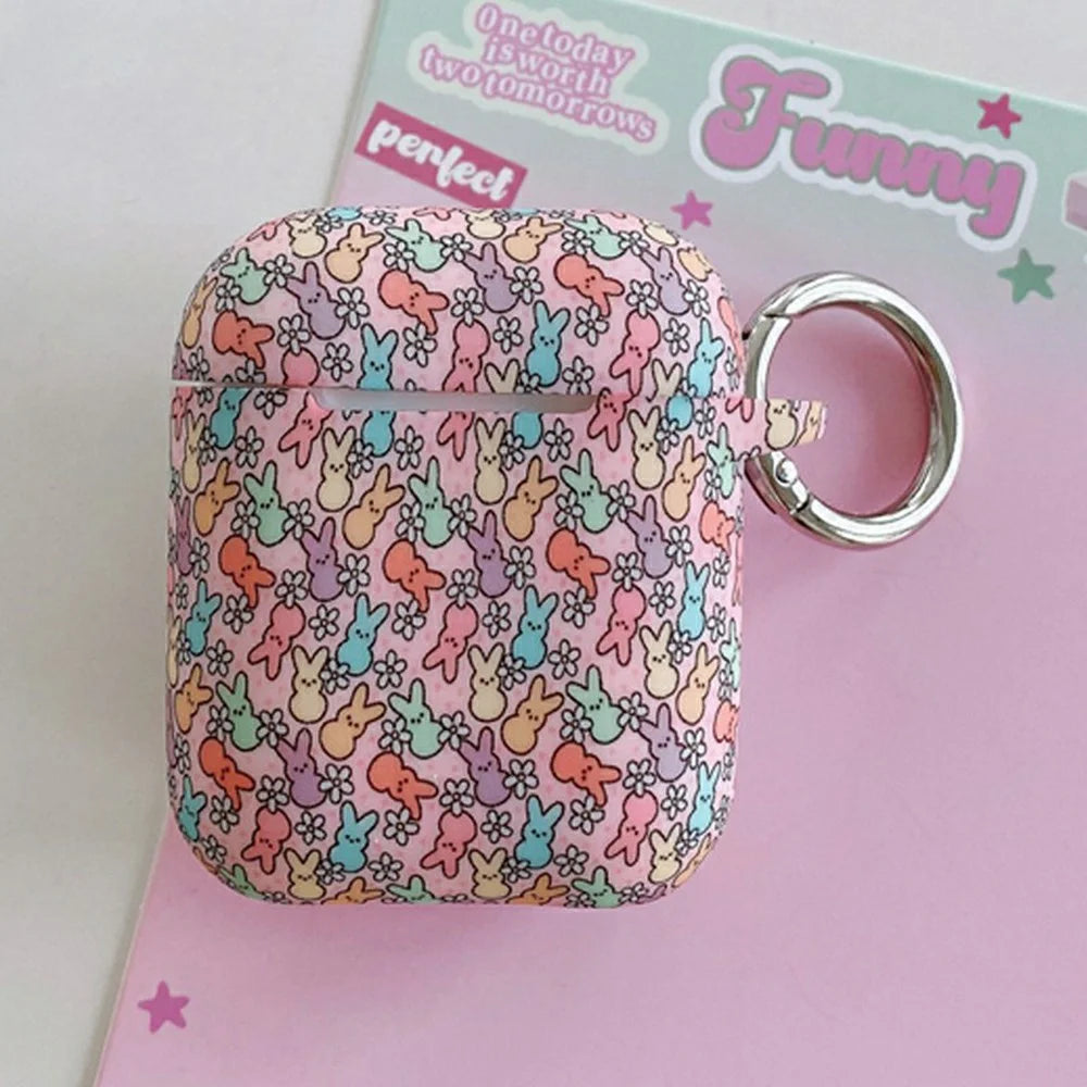 Silicone Case for Apple AirPods with Wireless Charging Case (2019) / AirPods with Charging Case (2019) / (2016) Cute Rabbit Pattern Earphone Protective Cover with Hanging Buckle - 3