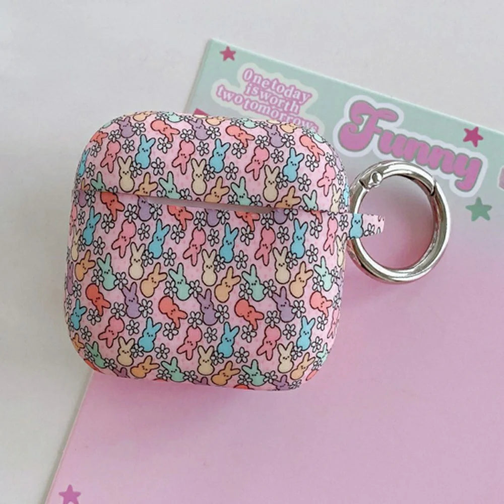 Silicone Case for AirPods 3 Cute Rabbit Pattern Earphone Protective Cover with Hanging Buckle - 4