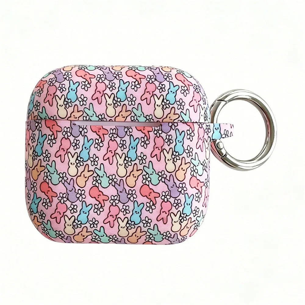 Silicone Case for AirPods 4 Cute Rabbit Pattern Earphone Protective Cover with Hanging Buckle - 1