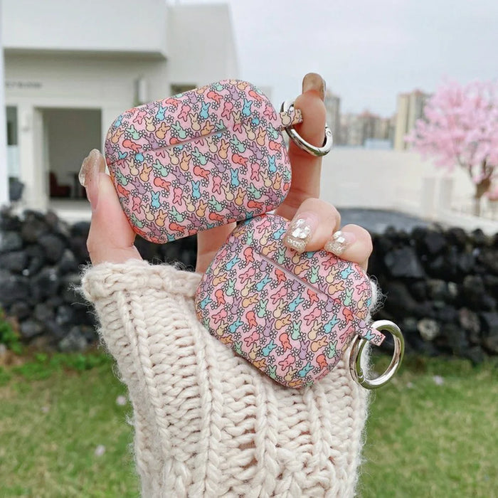 Silicone Case for AirPods 4 Cute Rabbit Pattern Earphone Protective Cover with Hanging Buckle - 2