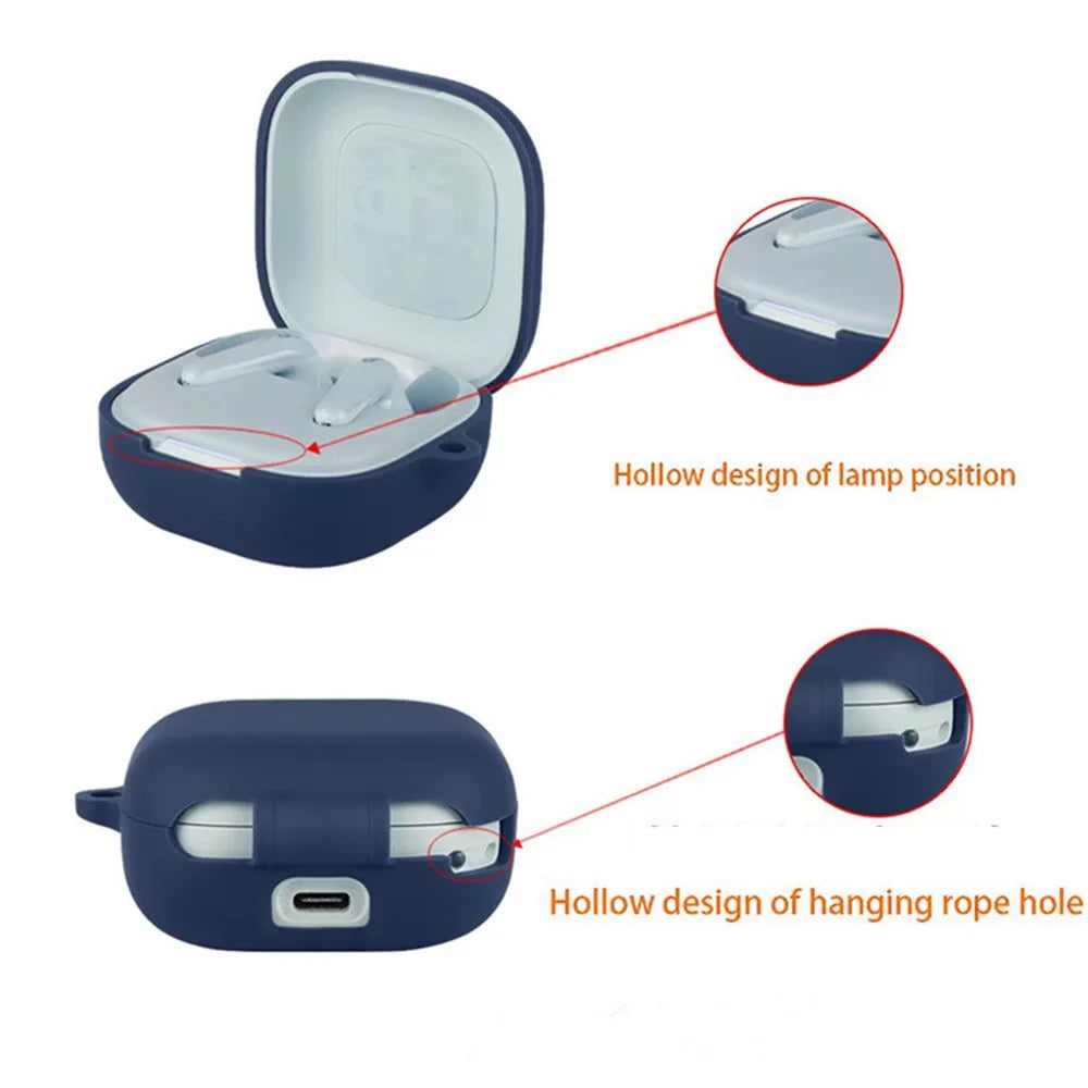 For Anker Soundcore P31i / R60i NC Silicone Case Wireless Earbuds Protective Cover with Anti-Lost Buckle - Dark Blue - 2