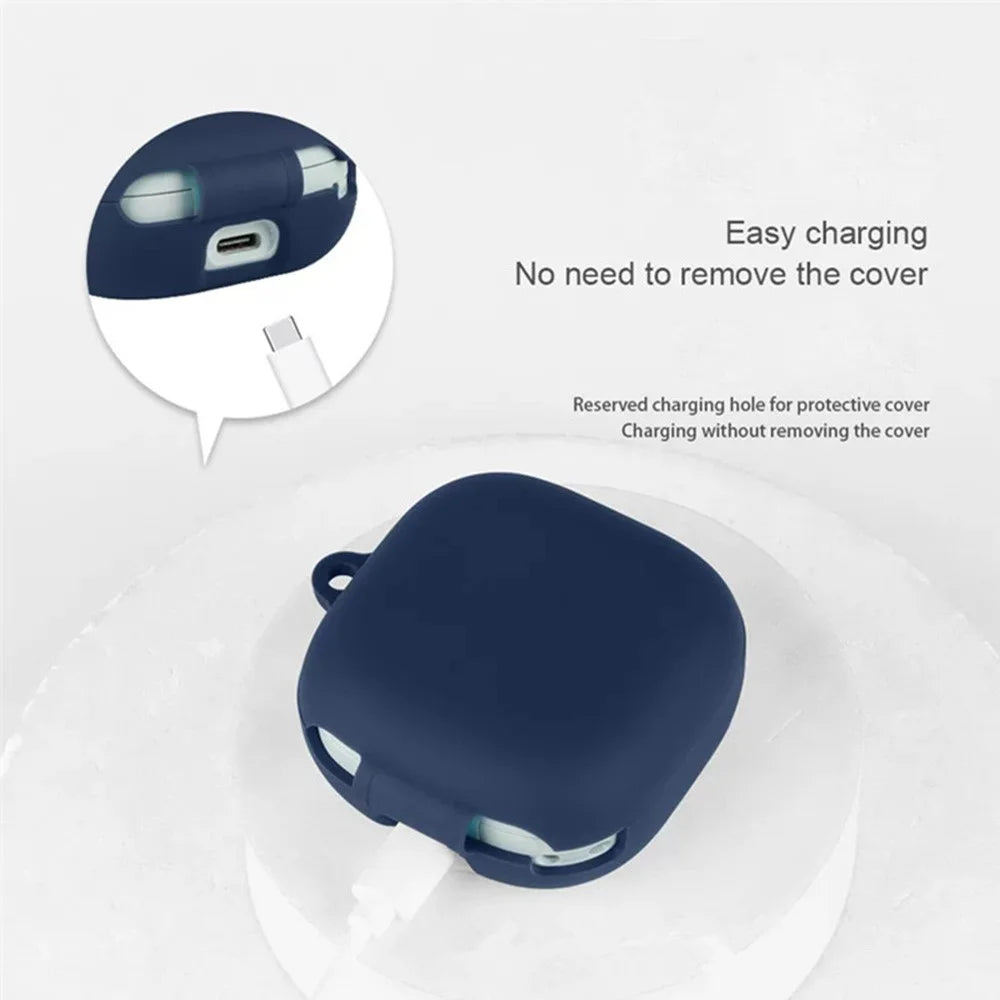 For Anker Soundcore P31i / R60i NC Silicone Case Wireless Earbuds Protective Cover with Anti-Lost Buckle - Dark Blue - 3