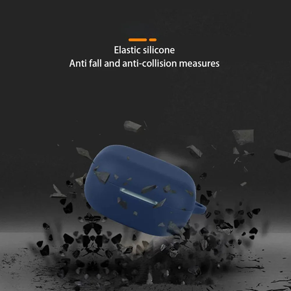 For Anker Soundcore P31i / R60i NC Silicone Case Wireless Earbuds Protective Cover with Anti-Lost Buckle - Dark Blue - 5