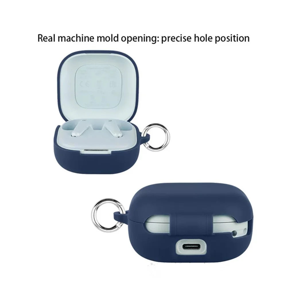 For Anker Soundcore P31i / R60i NC Silicone Case Wireless Earbuds Protective Cover with Anti-Lost Buckle - Dark Blue - 6