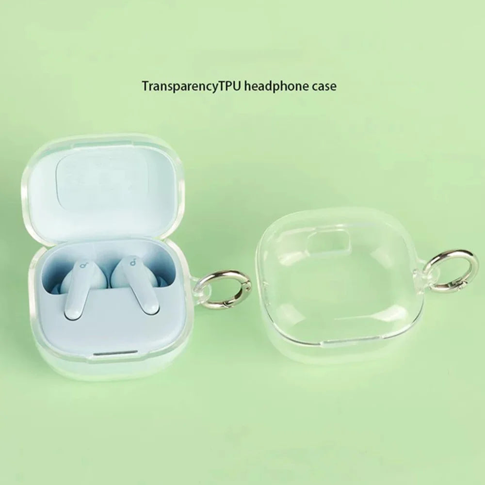 For Anker Soundcore P31i / R60i NC TPU Case Wireless Earbuds Protective Cover with Anti-Lost Buckle - Transparent - 3