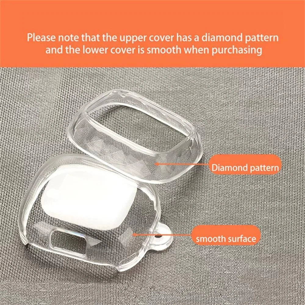 TPU Case for JBL Live Buds 4 / Beam 4 / Flex 4 Diamond Texture Protective Cover with Anti-Lost Buckle - Transparent Black - 5