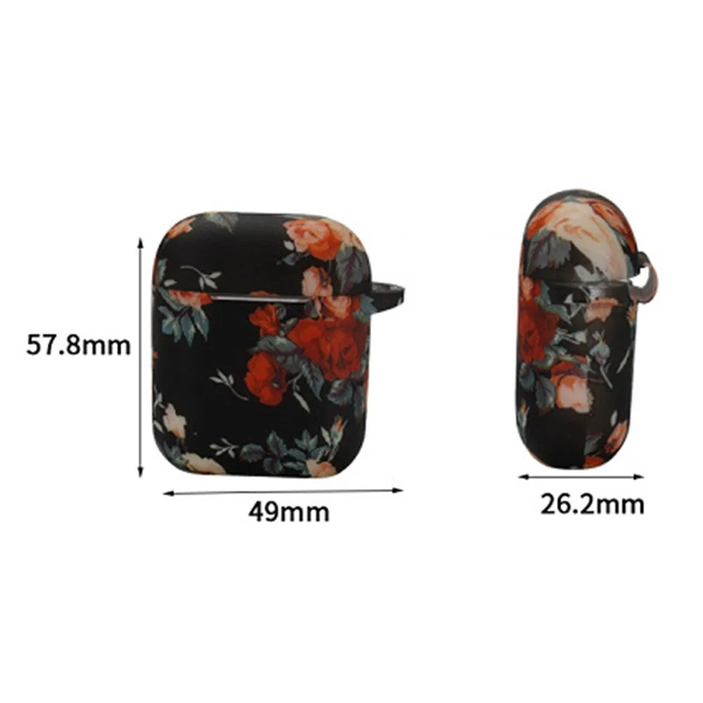 Silicone Case for Apple AirPods with Wireless Charging Case (2019)  /  AirPods with Charging Case (2019)  /  (2016) Rose Flower Pattern Cover with Anti-Lost Hook - 6