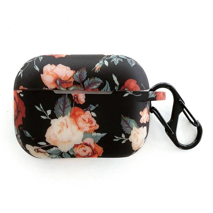 For Apple AirPods Pro 2  /  Pro Rose Flower Pattern Silicone Case Protective Cover with Anti-Lost Hook - 1