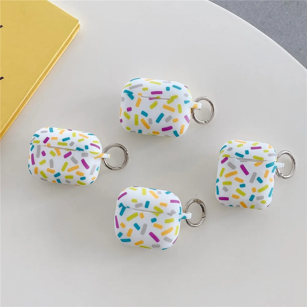 Silicone Case for Apple AirPods with Wireless Charging Case (2019)  /  AirPods with Charging Case (2019)  /  (2016) Rainbow Stripes Soft Protective Cover with Ring Buckle - 5