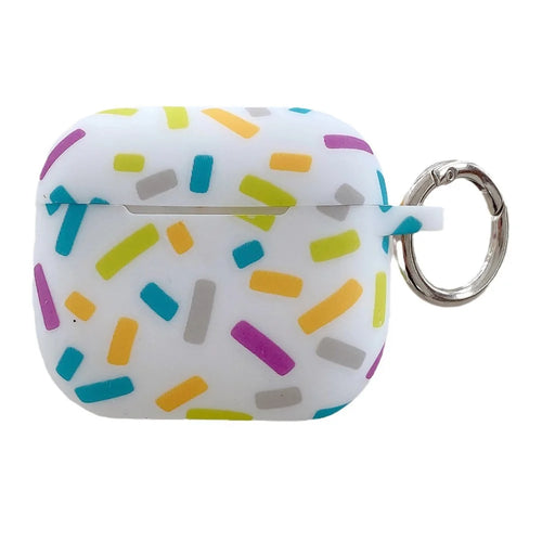 For Apple AirPods 4 Silicone Case Rainbow Stripes Soft Protective Cover with Ring Buckle - 1