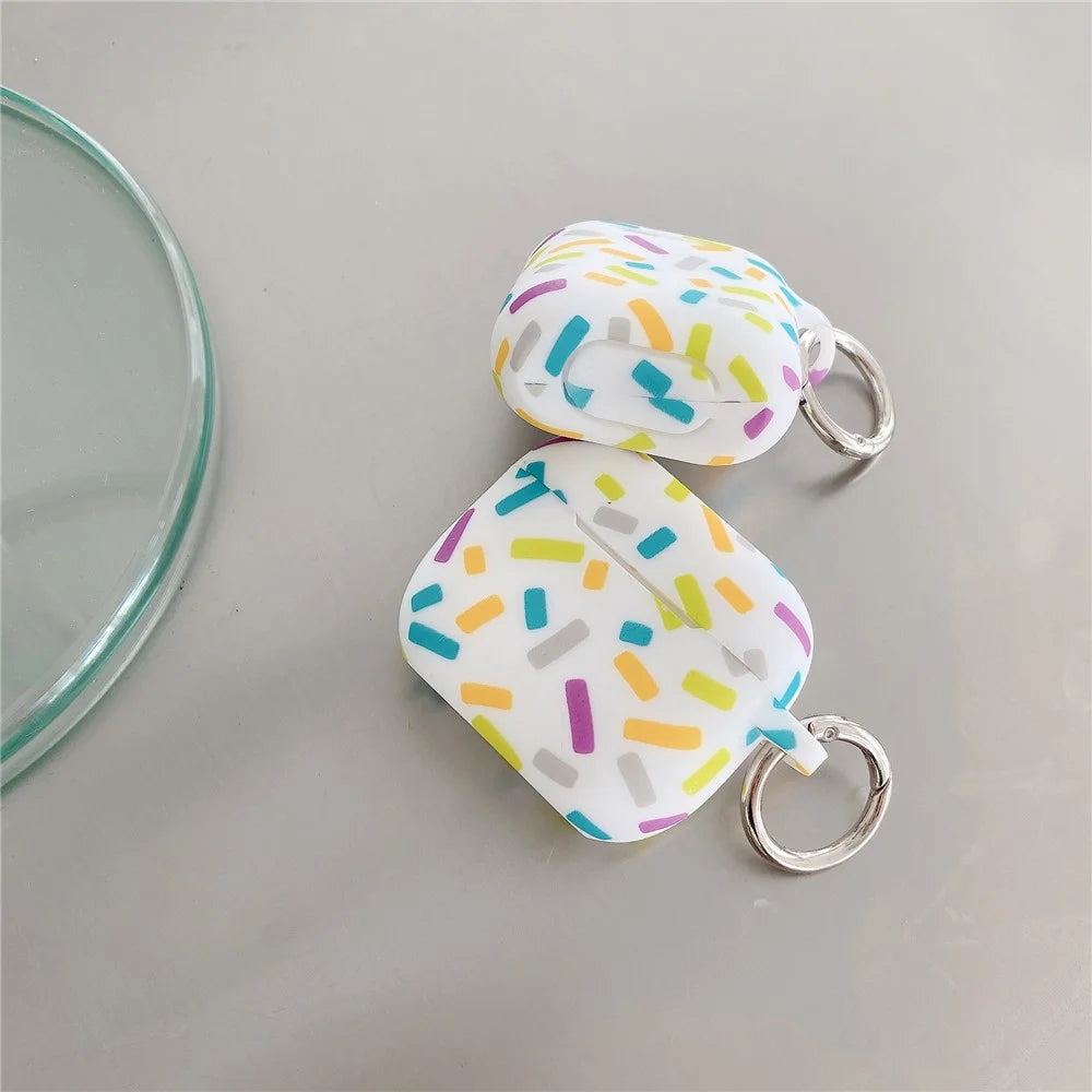 For Apple AirPods 4 Silicone Case Rainbow Stripes Soft Protective Cover with Ring Buckle - 5