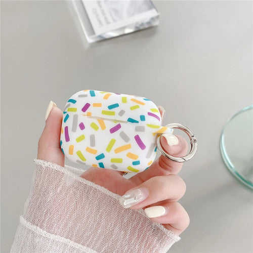 For Apple AirPods Pro 2 / Pro Silicone Case Rainbow Stripes Soft Protective Cover with Ring Buckle - 1