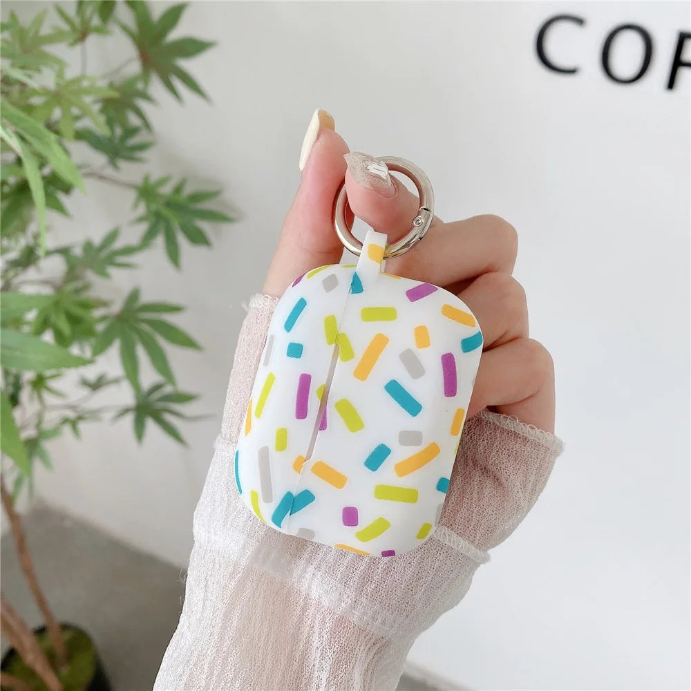 For Apple AirPods Pro 2 / Pro Silicone Case Rainbow Stripes Soft Protective Cover with Ring Buckle - 3