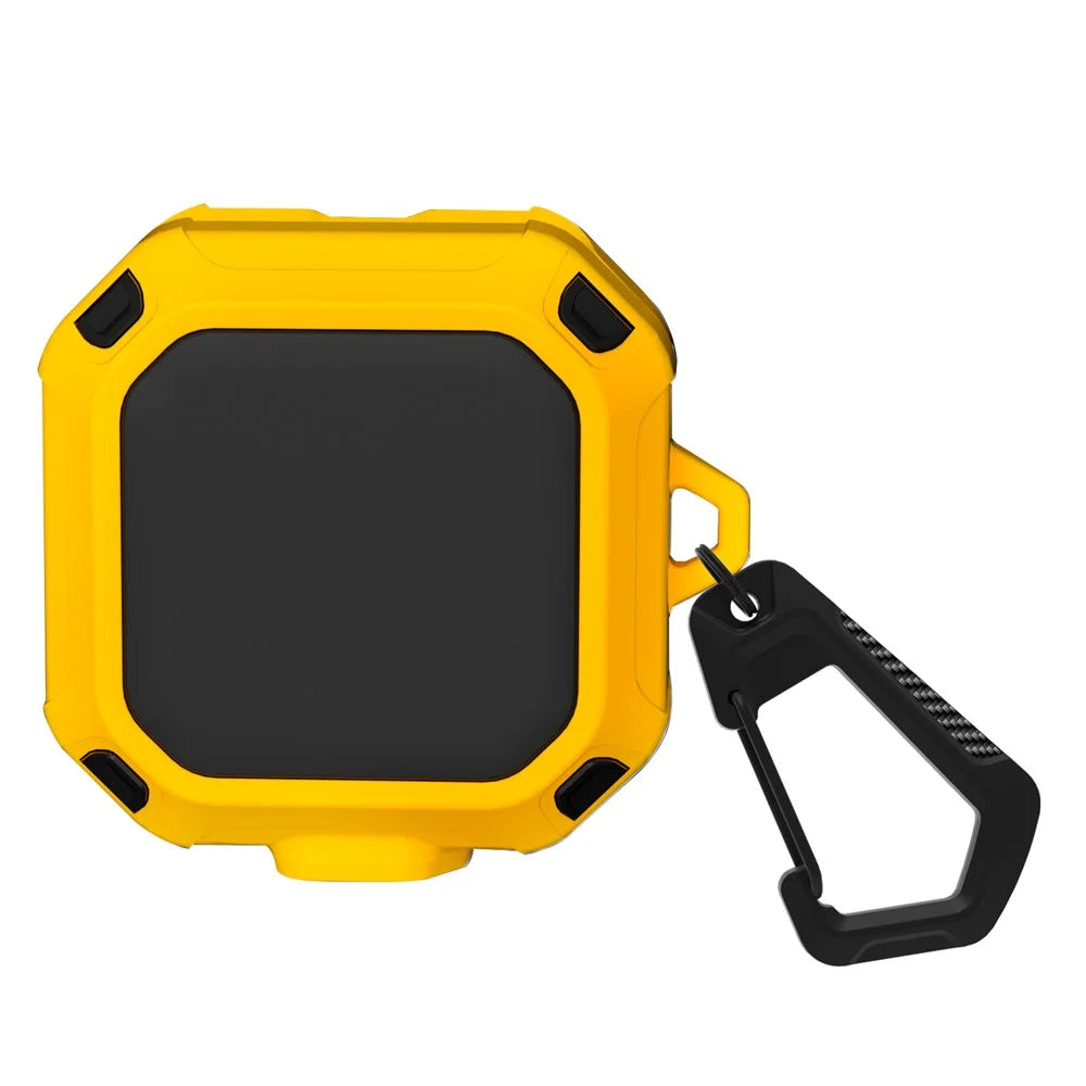 For Samsung Galaxy Buds4 Protective Case Hard PC Shockproof Portable Cover with Carabiner - Black  /  Yellow - 1