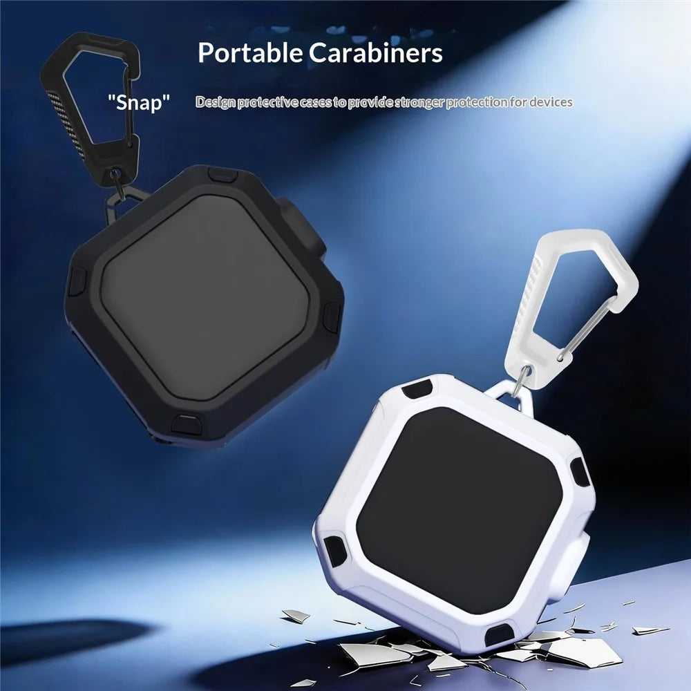 For Samsung Galaxy Buds4 Protective Case Hard PC Shockproof Portable Cover with Carabiner - Black  /  Yellow - 5