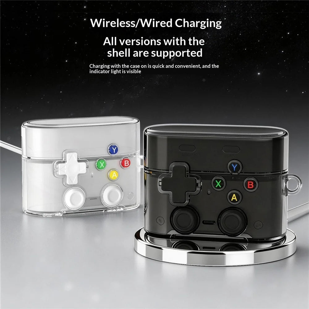For Sony WF-1000XM6 Protective Case Gamepad Style Bluetooth-compatible Earbuds TPU Shockproof Cover with Carabiner + Cleaning Pen Kit - Transparent Black - 4