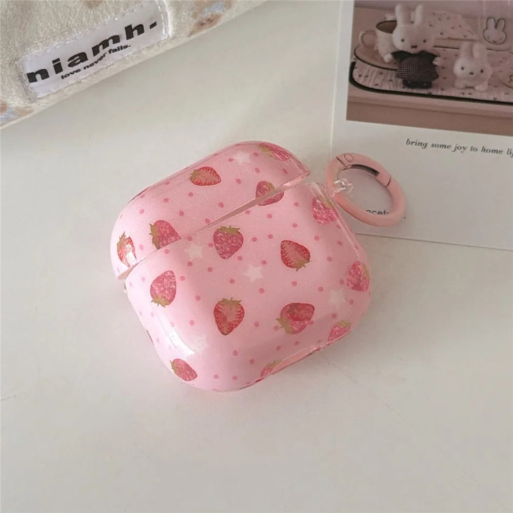 For AirPods Pro 2 / AirPods Pro Case Strawberry Pattern TPU Earphone Protective Cover with Carabiner - 2