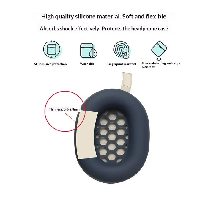 2Pcs Silicone Cover for Sony WH-1000XM5 Headphones Anti-Scratch Full Coverage Protective Case - Dark Blue - 5