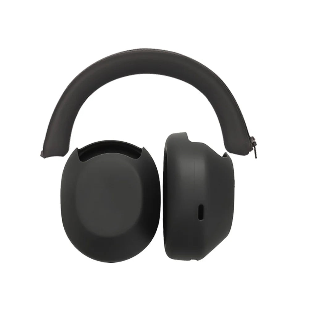 2Pcs Silicone Case For Sony WH-1000XM5 Headphones Headband Cover Ear Cup Protective Set - Black - 1